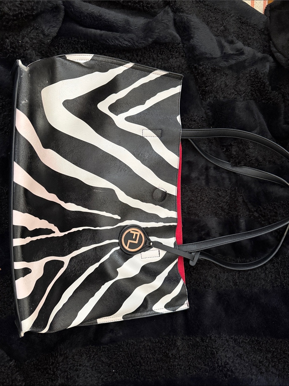 Frank Lyman Zebra-Stripe Black & White Bag